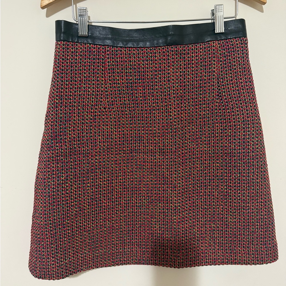 Sandro Red and Black A-Line Skirt